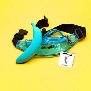 Lovely Planet Love To Love Oh Oui Blue Silicone Banana Toy With Bullet & Fanny Pack Set