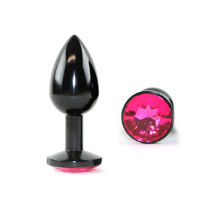 Like A Kitten Small Black Metal Anal Plug with Hot Pink Jewel