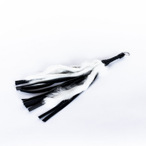 Touch of Fur 16" White Rabbit Fur Leather Flogger